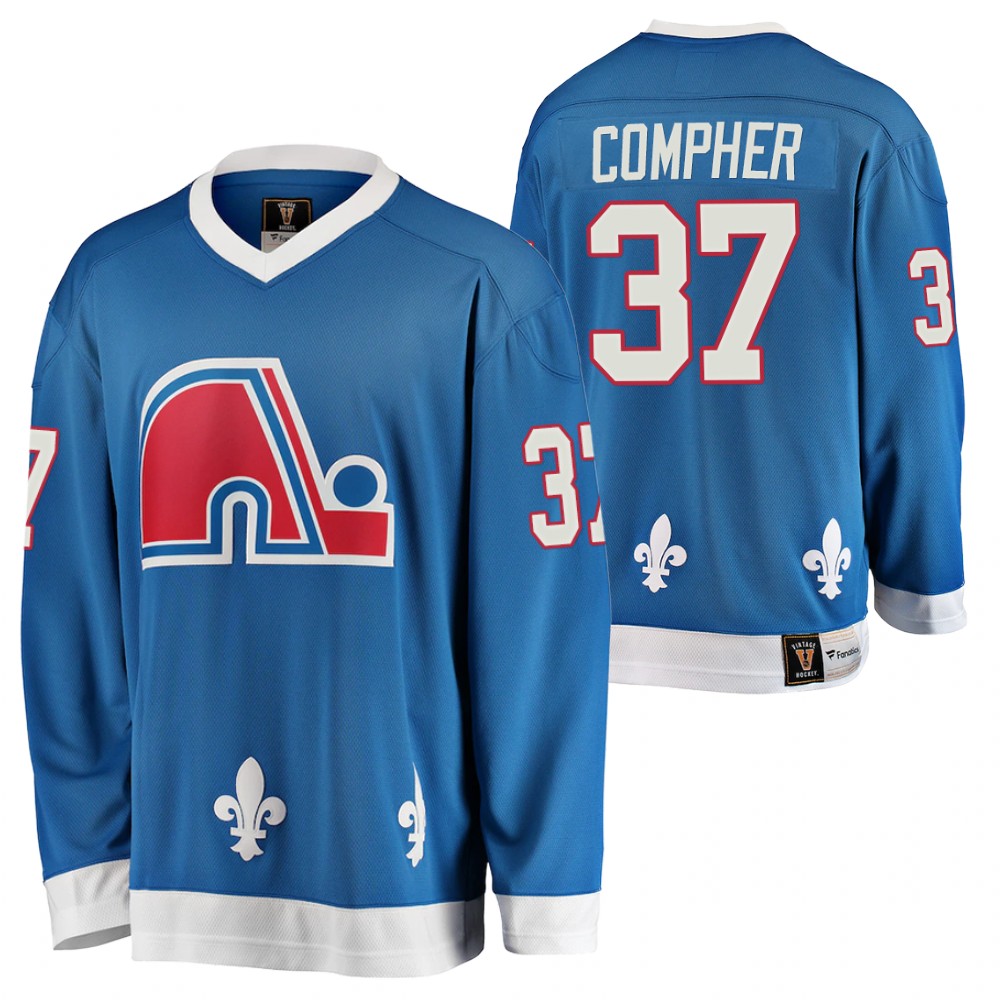J. T. Compher Quebec Nordiques Heritage Vintage Jersey Blue