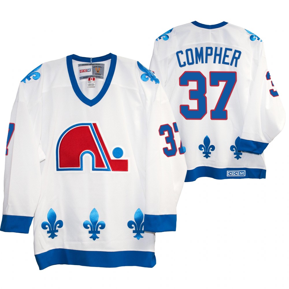 J. T. Compher Quebec Nordiques Heritage Vintage Replica Jersey White