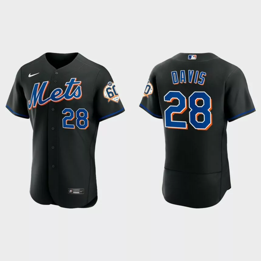 J.D. Davis New York Mets 60th Anniversary Alternate Authentic Jersey – Black