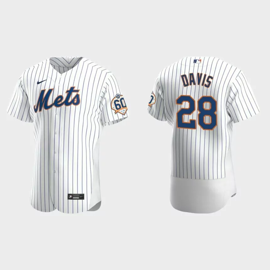 J.D. Davis New York Mets 60th Anniversary Home Authentic Jersey – White