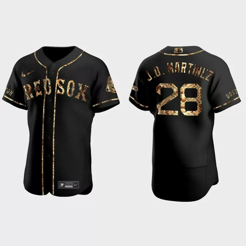 J.D. Martinez Boston Red Sox Python Skin Authentic Jersey – Black