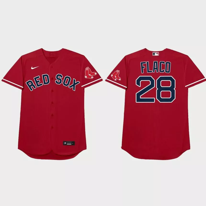 J.D. Martinez Nickname Red Sox 2021 Players’ Weekend Flaco Jersey – Red