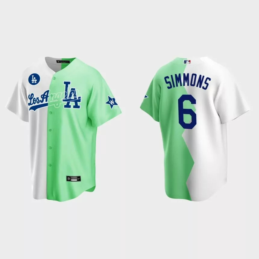 J.K. Simmons Los Angeles Dodgers 2022 Celebrity Softball Game Split Jersey – White Green