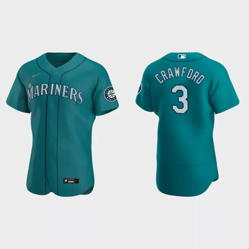 J.P. Crawford #3 Seattle Mariners Authentic Alternate Jersey – Aqua