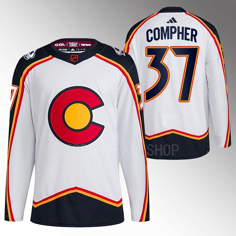 J.T. Compher 2022 Colorado Avalanche White Reverse Retro 2.0 Authentic Primegreen Jersey