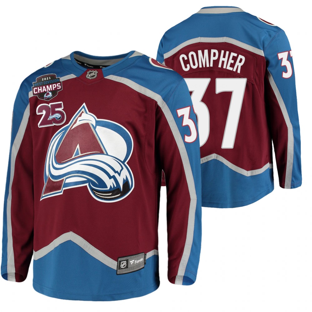 J.T. Compher Avalanche 2021 West Division Champions Burgundy Jersey