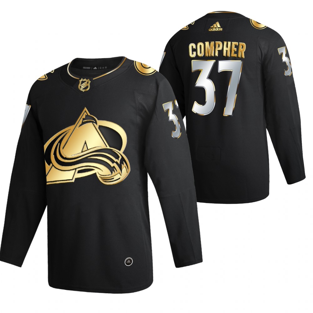 J.T. Compher Colorado Avalanche Black 2021 Golden Edition Jersey Limited Authentic