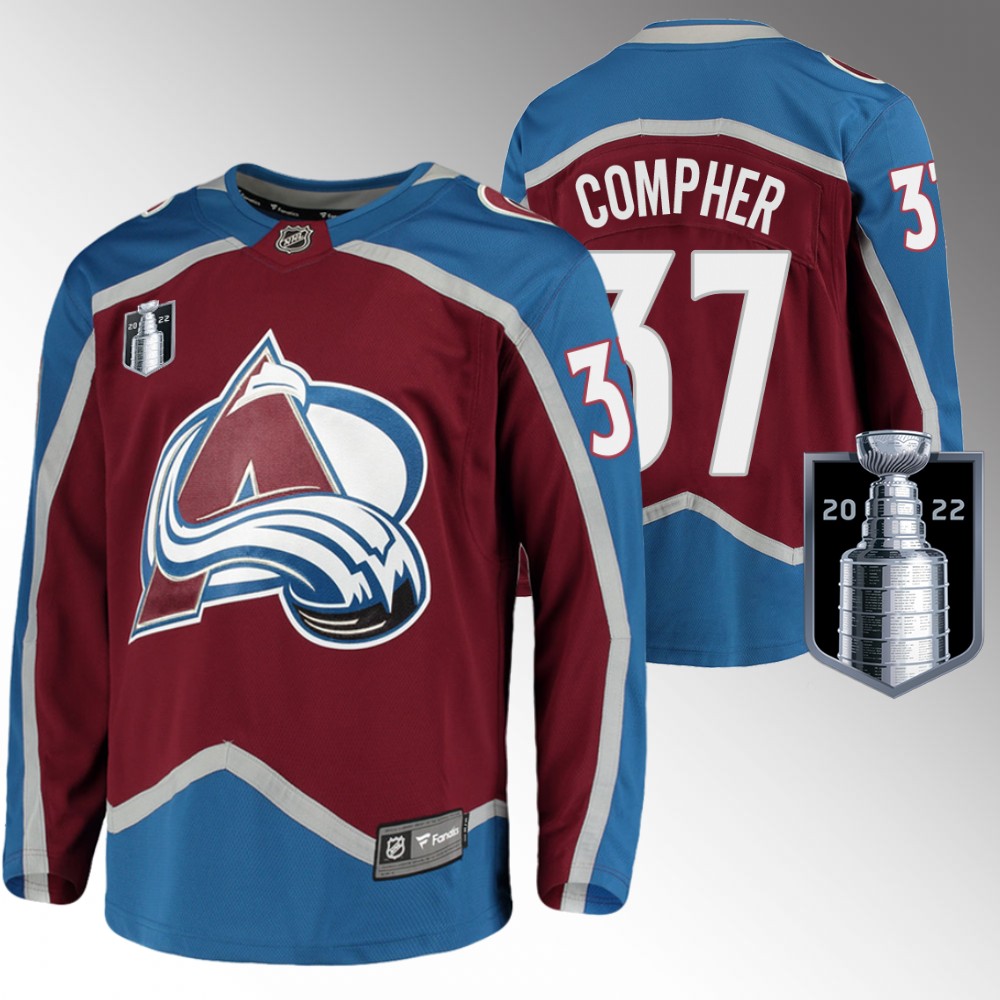 J.T. Compher Jersey Colorado Avalanche 2022 Stanley Cup Finals Burgundy Home