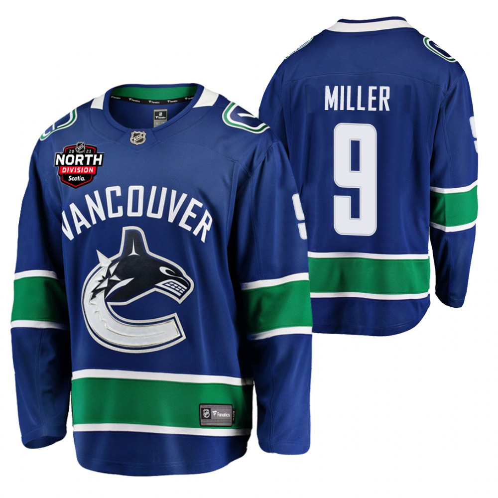J.T.Miller Canucks 2021 North Division Patch Jersey Blue Home