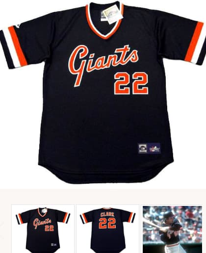 JACK CLARK San Francisco Giants 1982 Away Majestic Baseball Throwback Jersey