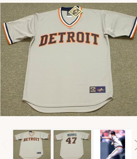 JACK MORRIS Detroit Tigers 1984 Majestic Cooperstown Throwback Away Baseball Jersey
