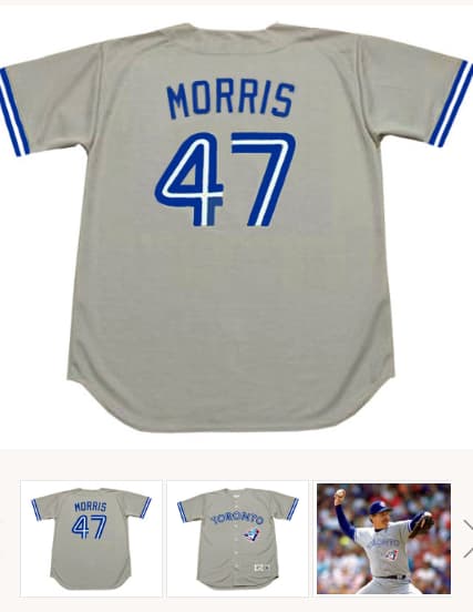 JACK MORRIS Toronto Blue Jays 1992 Away Majestic Throwback Baseball Jersey