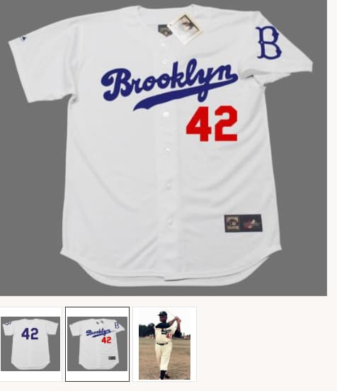 JACKIE ROBINSON Brooklyn Dodgers 1950's Home Majestic Baseball Throwback Jersey