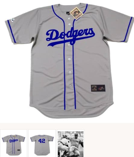 JACKIE ROBINSON Brooklyn Dodgers 1955 Away Majestic Baseball Throwback Jersey