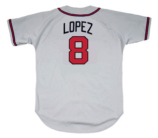 JAVIER LOPEZ Atlanta Braves 1995 Away Majestic Throwback Baseball Jersey
