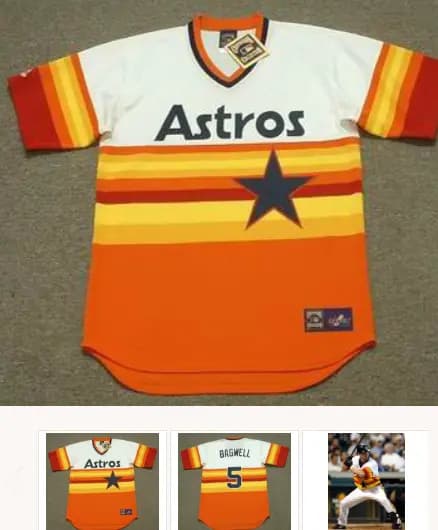 JEFF BAGWELL Houston Astros 1980's Majestic Cooperstown Throwback Baseball Jersey