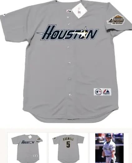 JEFF BAGWELL Houston Astros 1994 Majestic Throwback Away Baseball Jersey