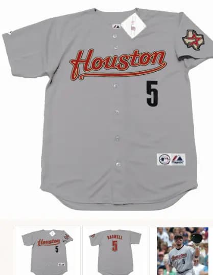 JEFF BAGWELL Houston Astros 2004 Majestic Throwback Away Baseball Jersey
