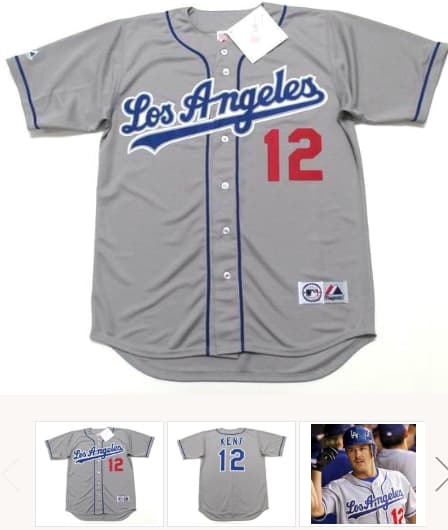 JEFF KENT Los Angeles Dodgers 2005 Majestic Throwback Away Baseball Jersey