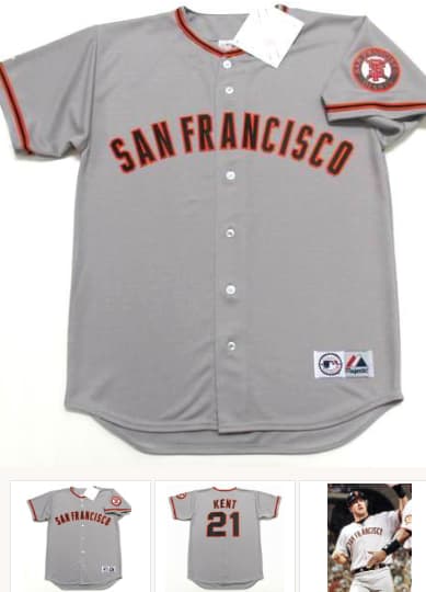 JEFF KENT San Francisco Giants 2002 Majestic Throwback Away Baseball Jersey