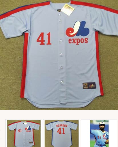 JEFF REARDON Montreal Expos 1983 Majestic Cooperstown Away Baseball Jersey