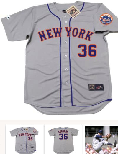 JERRY KOOSMAN New York Mets 1973 Away Majestic Baseball Throwback Jersey