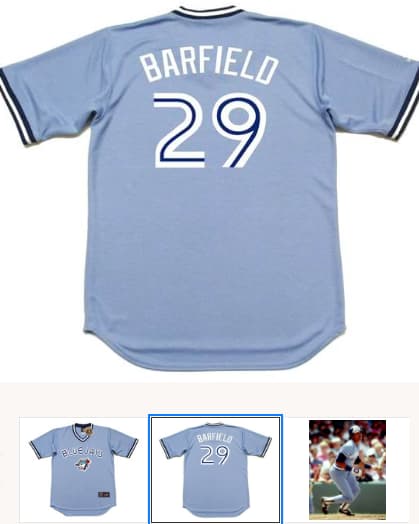 JESSE BARFIELD Toronto Blue Jays 1986 Majestic Cooperstown Away Baseball Jersey