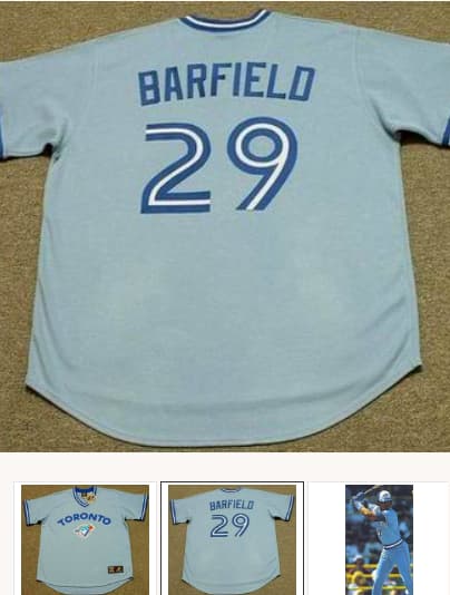 JESSE BARFIELD Toronto Blue Jays Majestic Away Cooperstown Throwback Jersey