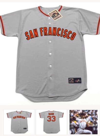 JIM BARR San Francisco Giants 1973 Majestic Cooperstown Away Baseball Jersey
