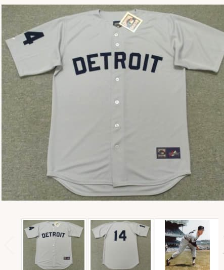 JIM BUNNING Detroit Tigers 1960's Majestic Cooperstown Away Baseball Jersey