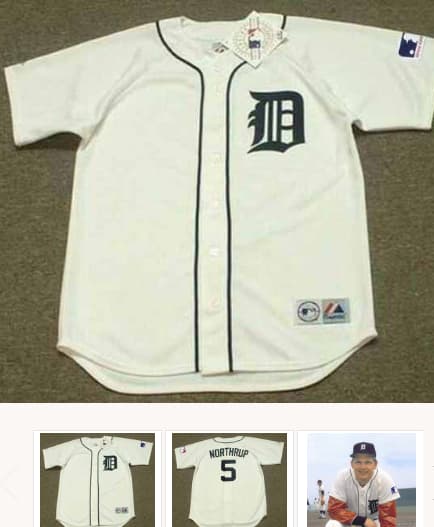 JIM NORTHRUP Detroit Tigers 1969 Home Majestic Throwback Baseball Jersey