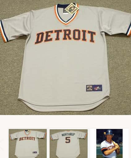 JIM NORTHRUP Detroit Tigers 1972 Majestic Cooperstown Throwback Away Baseball Jersey