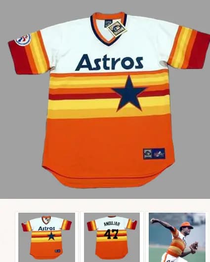 JOAQUIN ANDUJAR Houston Astros 1976 Majestic Cooperstown Home Baseball Jersey