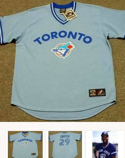 JOE CARTER Toronto Blue Jays Majestic Cooperstown Throwback Away Baseball Jersey