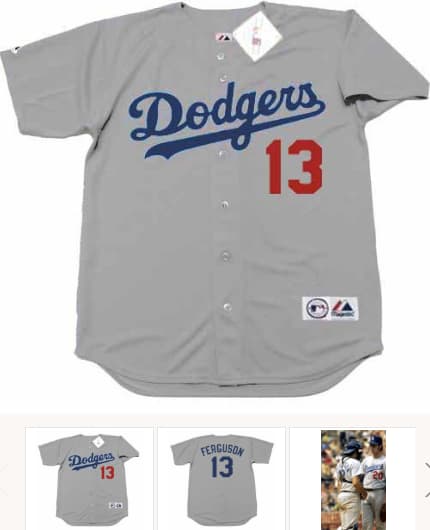 JOE FERGUSON Los Angeles Dodgers 1974 Away Majestic Throwback Baseball Jersey