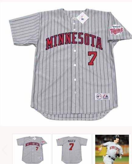 JOE MAUER Minnesota Twins 2008 Away Majestic Throwback Baseball Jersey
