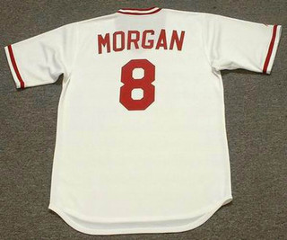 JOE MORGAN Cincinnati Reds 1975 Majestic Cooperstown Home Baseball Jersey