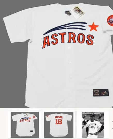 JOE MORGAN Houston Astros 1971 Majestic Cooperstown Home Baseball Jersey