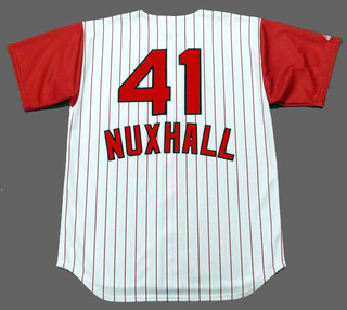 JOE NUXHALL Cincinnati Reds 1960's Majestic Throwback Home Baseball Jersey