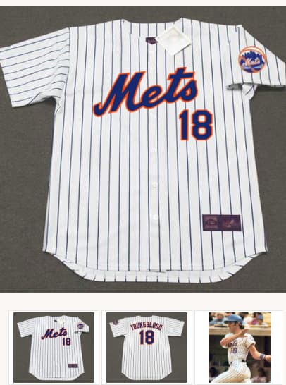 JOEL YOUNGBLOOD New York Mets 1977 Home Majestic Baseball Throwback Jersey