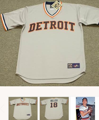 JOHN HILLER Detroit Tigers 1978 Majestic Cooperstown Throwback Away Baseball Jersey