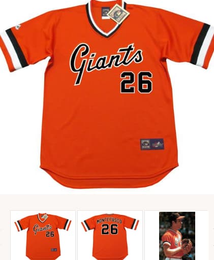JOHN MONTEFUSCO San Francisco Giants 1978 Majestic Cooperstown Alternate Jersey