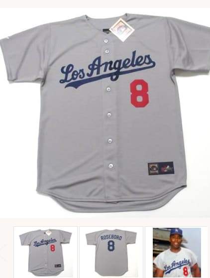JOHN ROSEBORO Los Angeles Dodgers 1960's Majestic Cooperstown Away Baseball Jersey