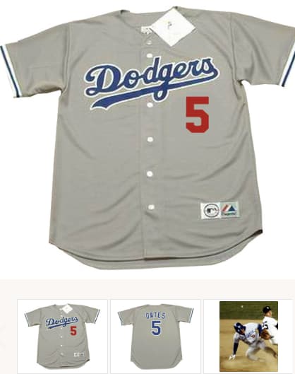 JOHNNY OATES Los Angeles Dodgers 1977 Away Majestic Baseball Throwback Jersey