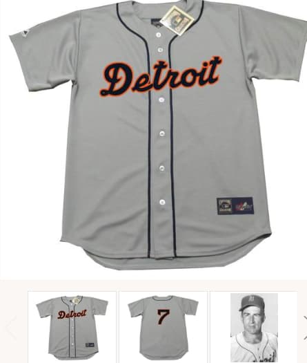 JOHNNY PESKY Detroit Tigers 1953 Majestic Cooperstown Away Baseball Jersey