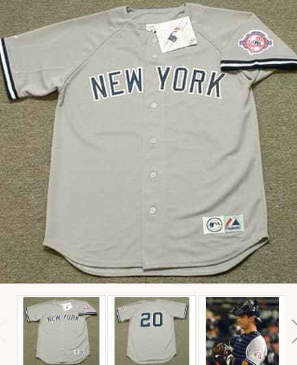 JORGE POSADA New York Yankees 2003 Majestic Throwback Away Baseball Jersey