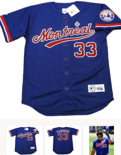 JOSE CANSECO Montreal Expos 2002 Majestic Throwback Baseball Jersey