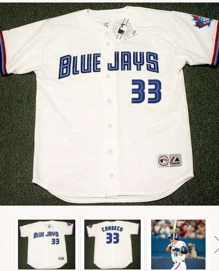 JOSE CANSECO Toronto Blue Jays 1998 Majestic Throwback Home Baseball Jersey