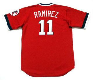 JOSE RAMIREZ Cleveland Indians 1970's Majestic Red Cooperstown Throwback Jersey