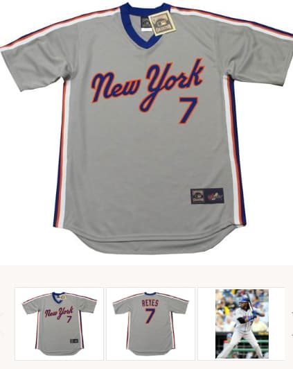 JOSE REYES New York Mets 1987 Majestic Cooperstown Away Baseball Jersey